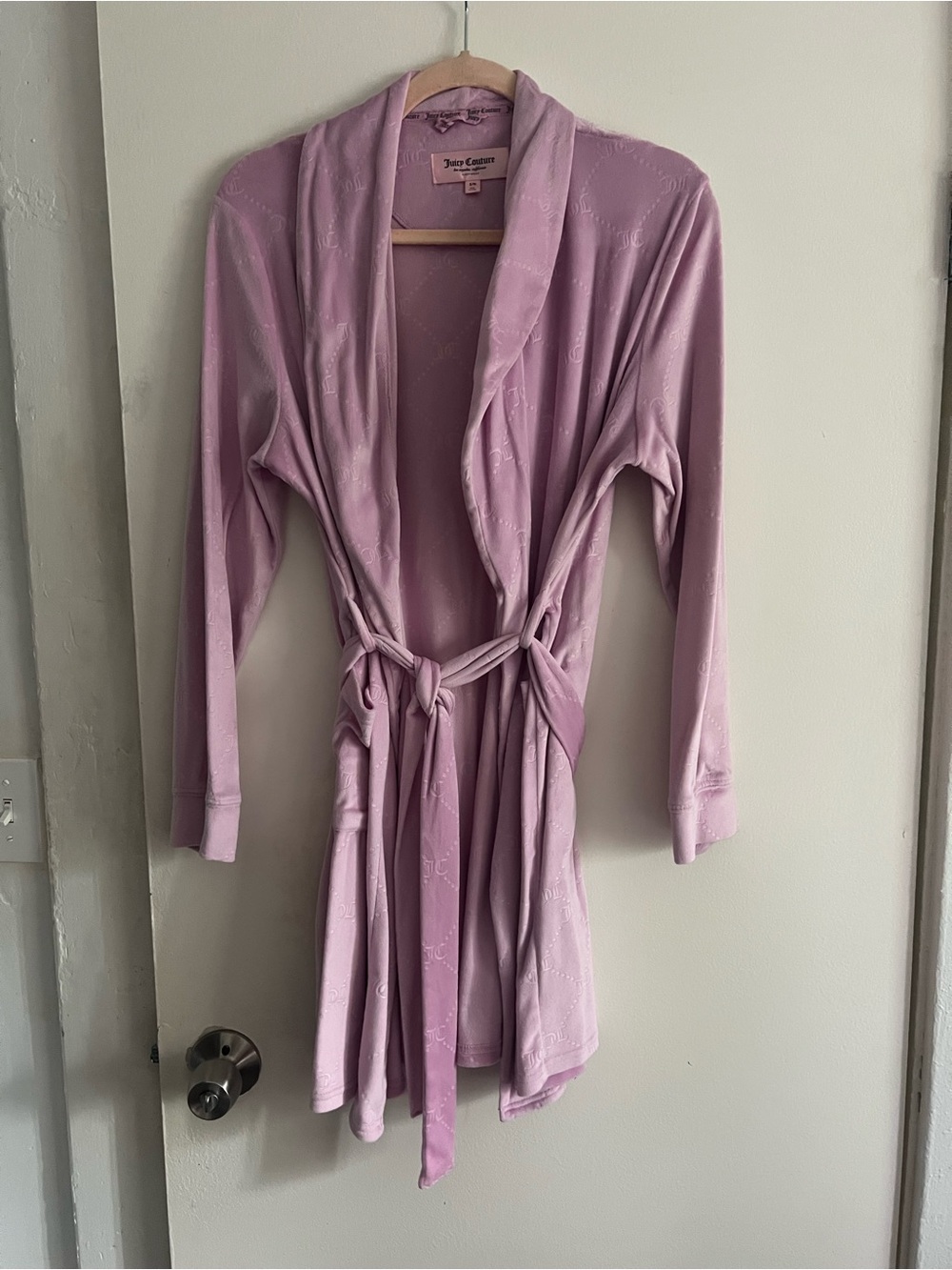 Juicy Couture Lavender Shawl-Collar Robe with Tie Belt